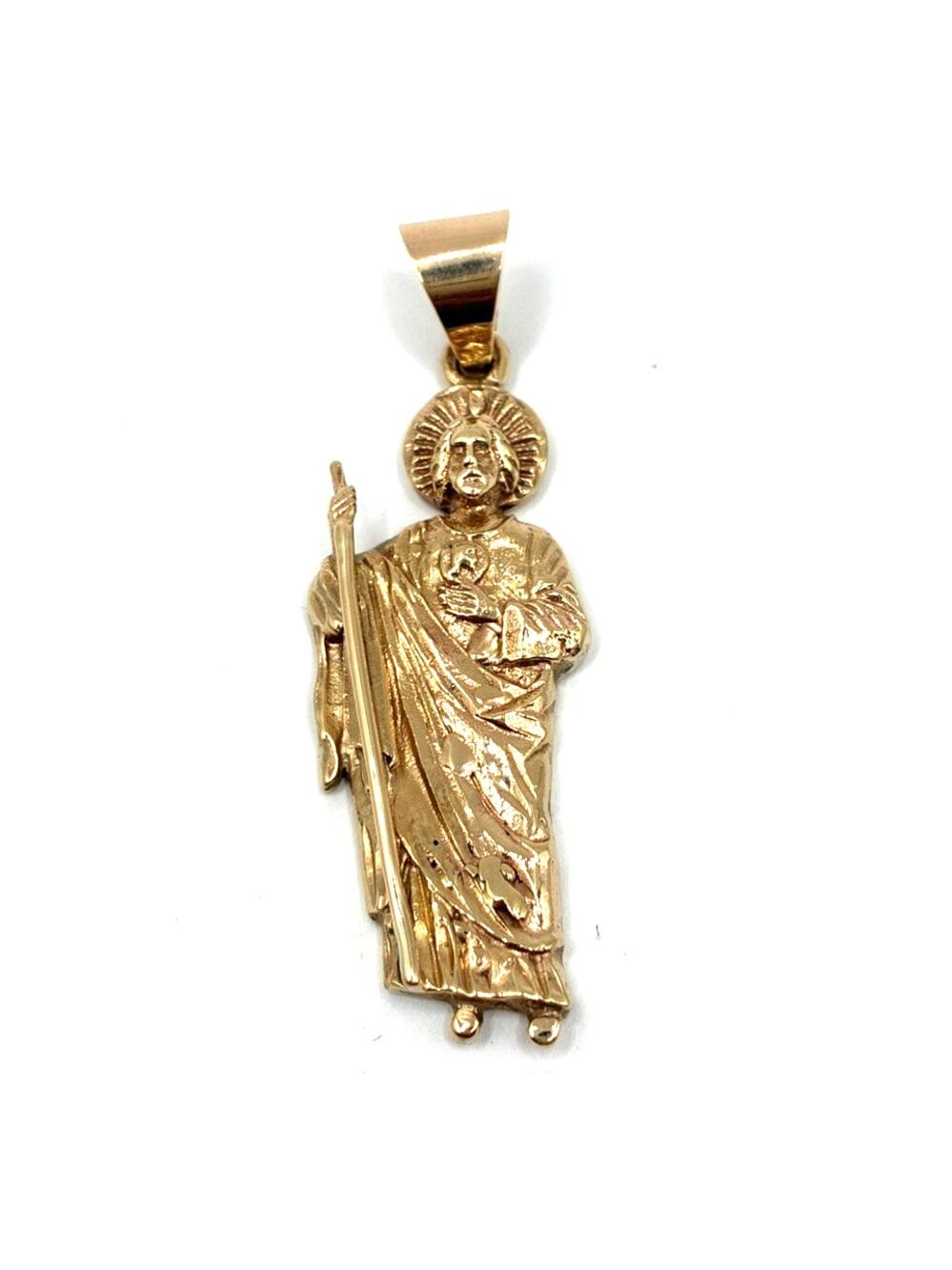 10K Solid Yellow Gold St Jude Pendant 2 3/4"